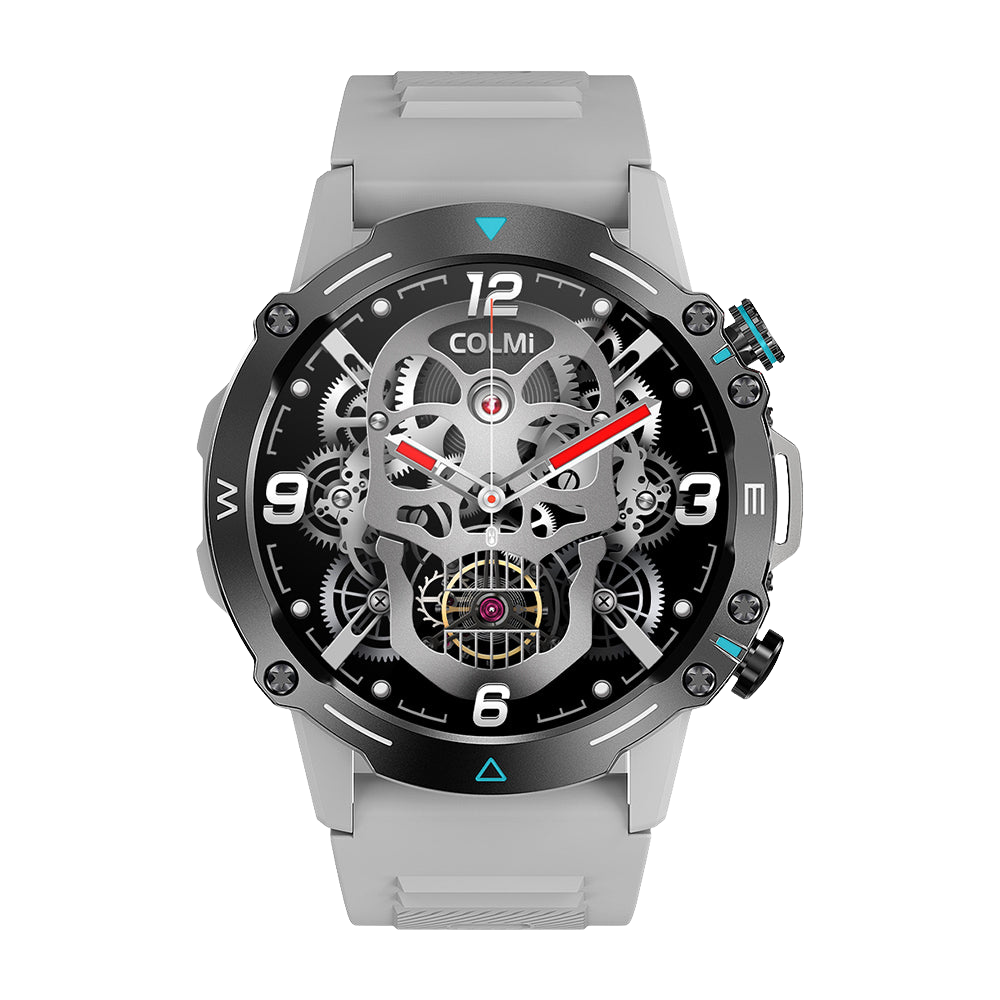 Silver Colmi M42 smartwatch with slim design, featuring 100+ sports modes and 10-day battery life.